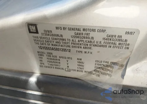 2008 Cadillac Srx V8 z USA, uszkodzony, nr VIN 1GYEE63A580120512